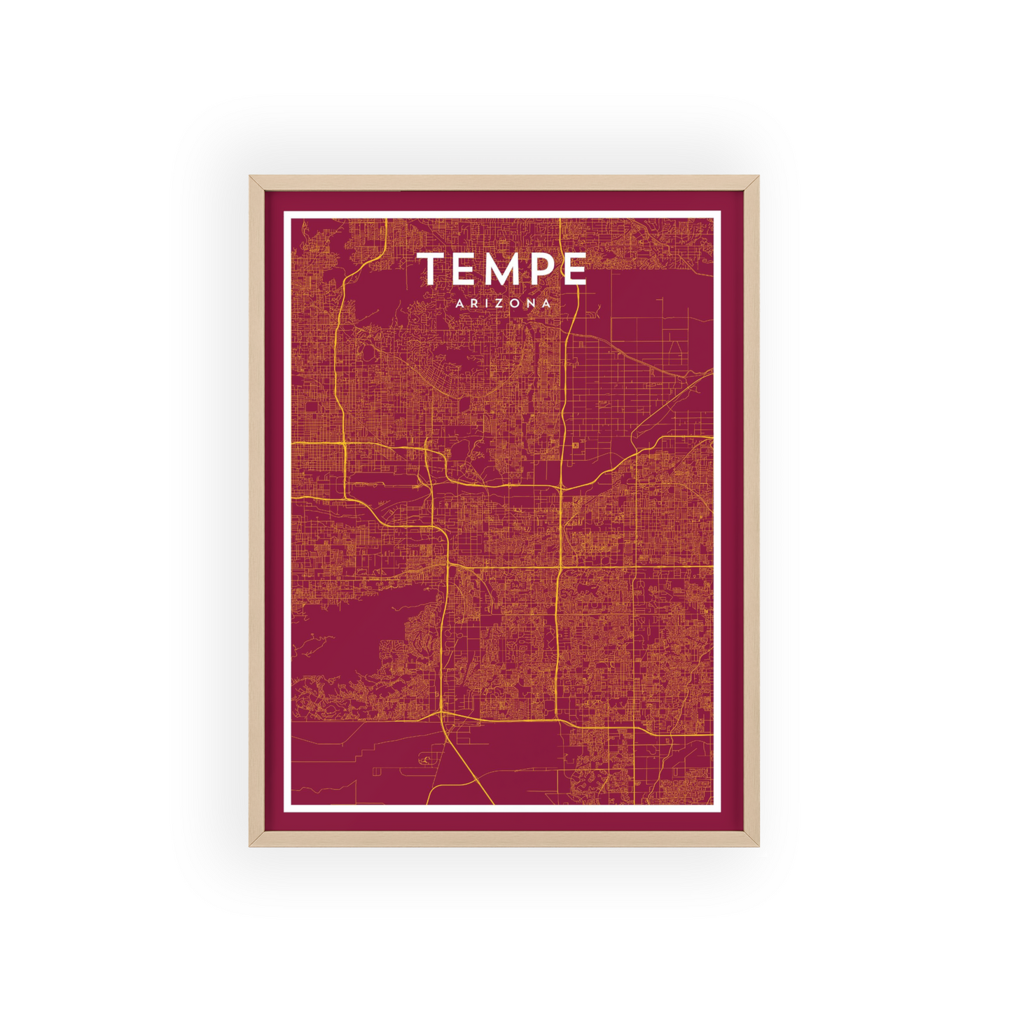 Tempe AZ - College Town Map Print