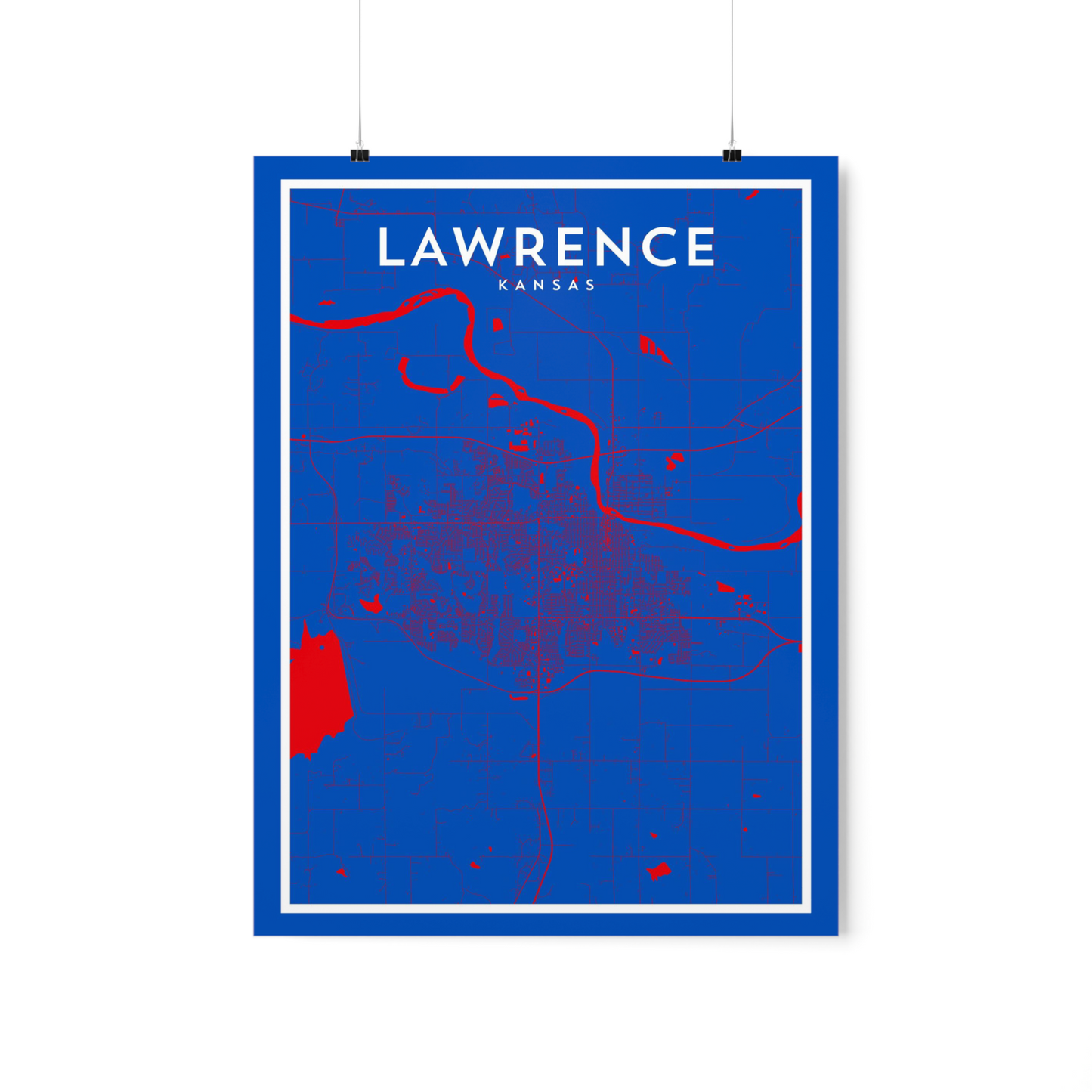 Lawrence KS - College Town Map Print