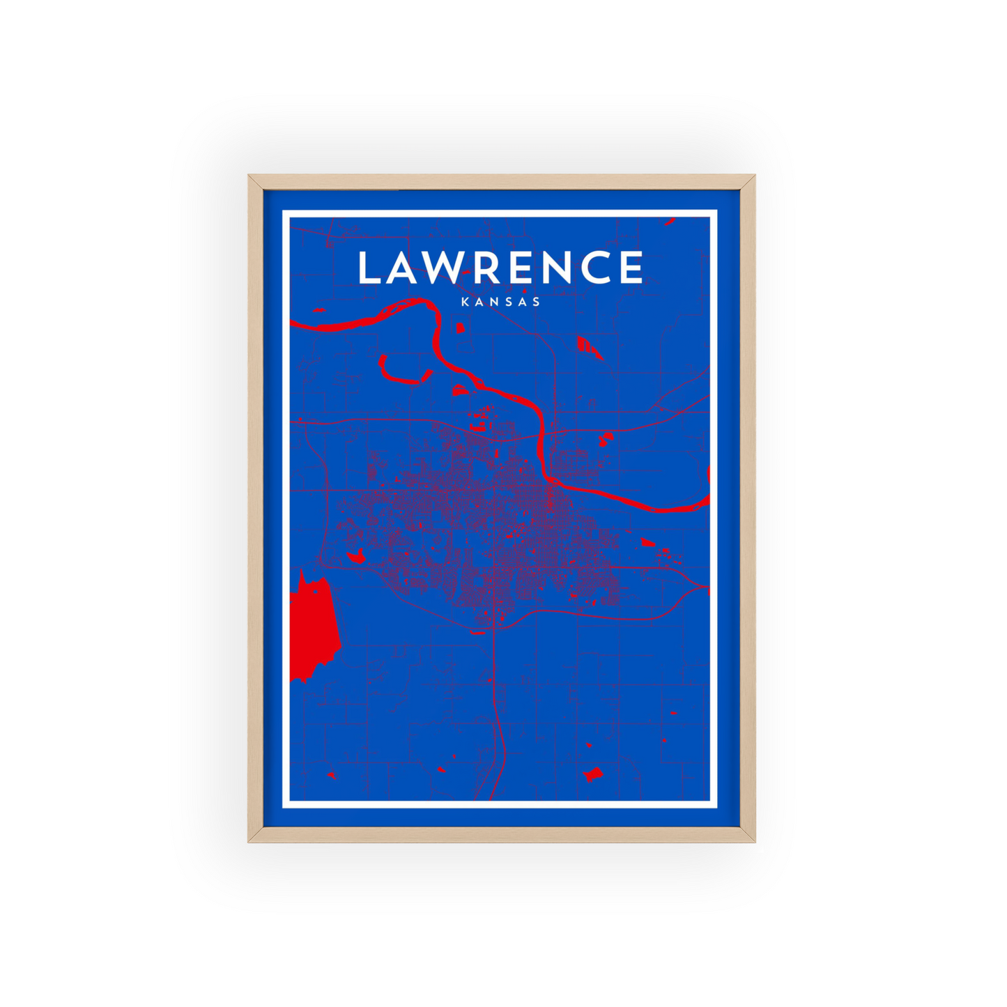 Lawrence KS - College Town Map Print