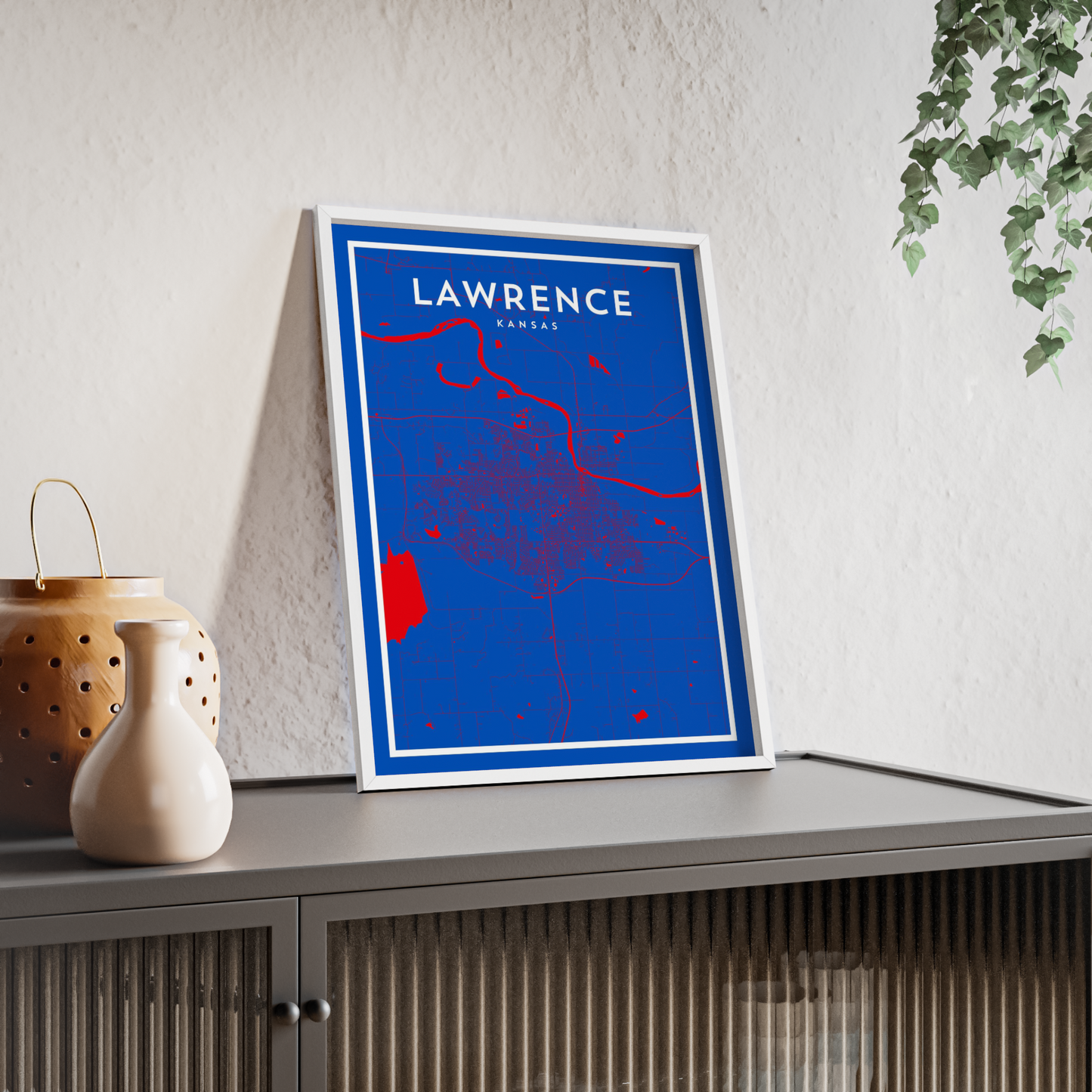 Lawrence KS - College Town Map Print