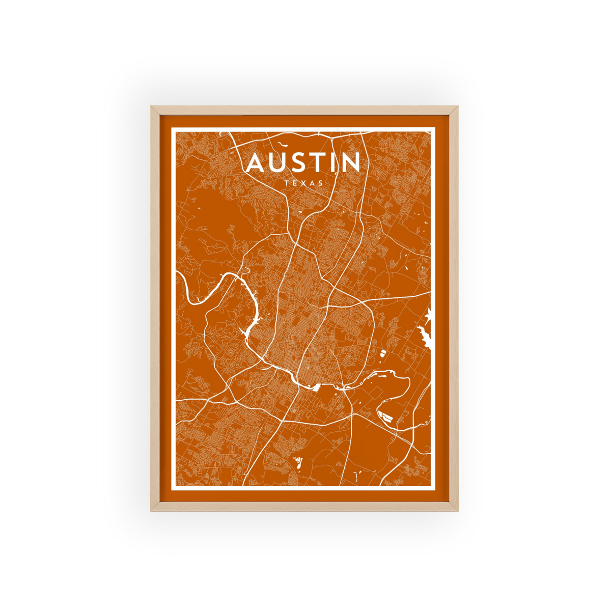 Pin Austin Map Austin, TX Map Print | Shop for College Maps | Carto Design Co.