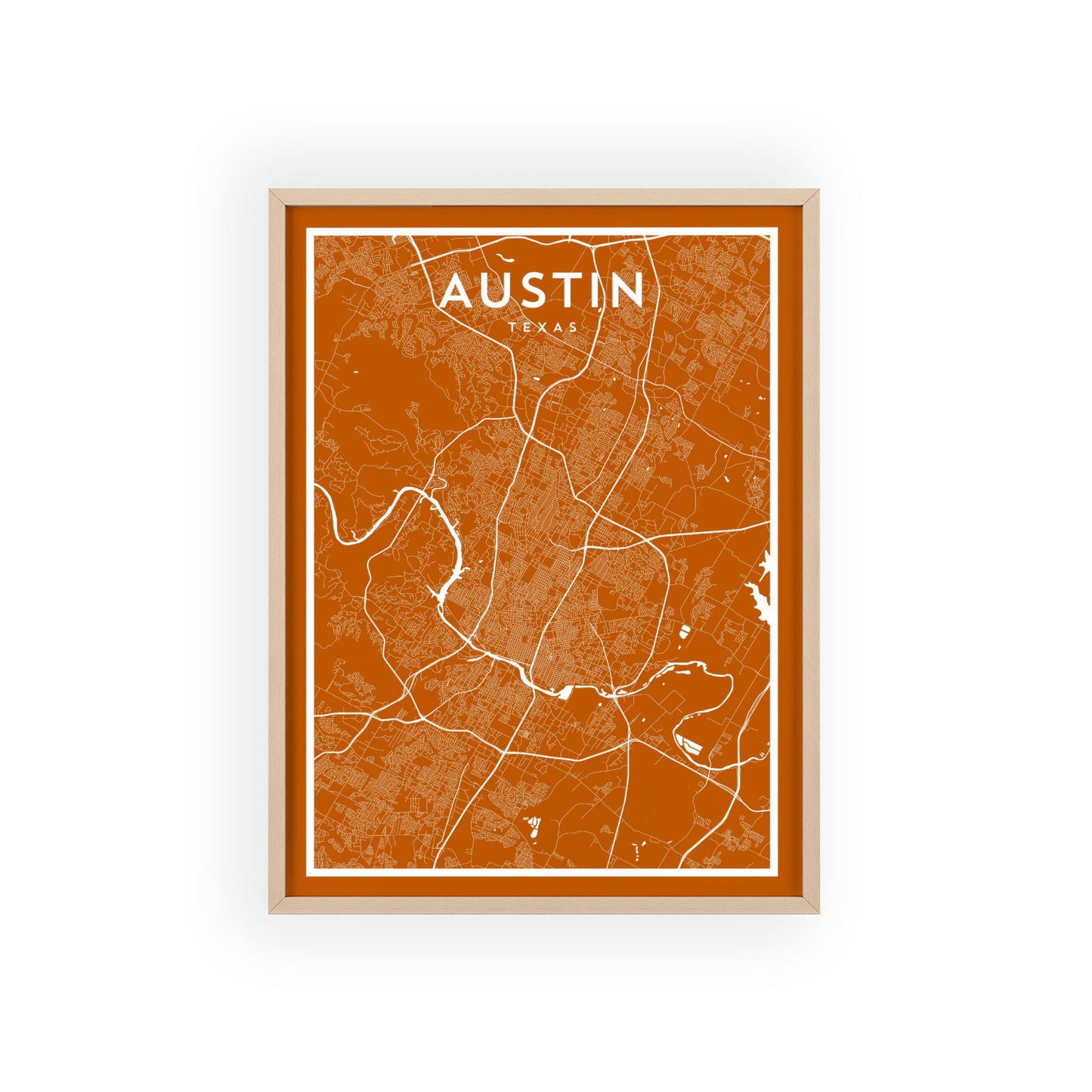 Austin TX - College Town Map Print