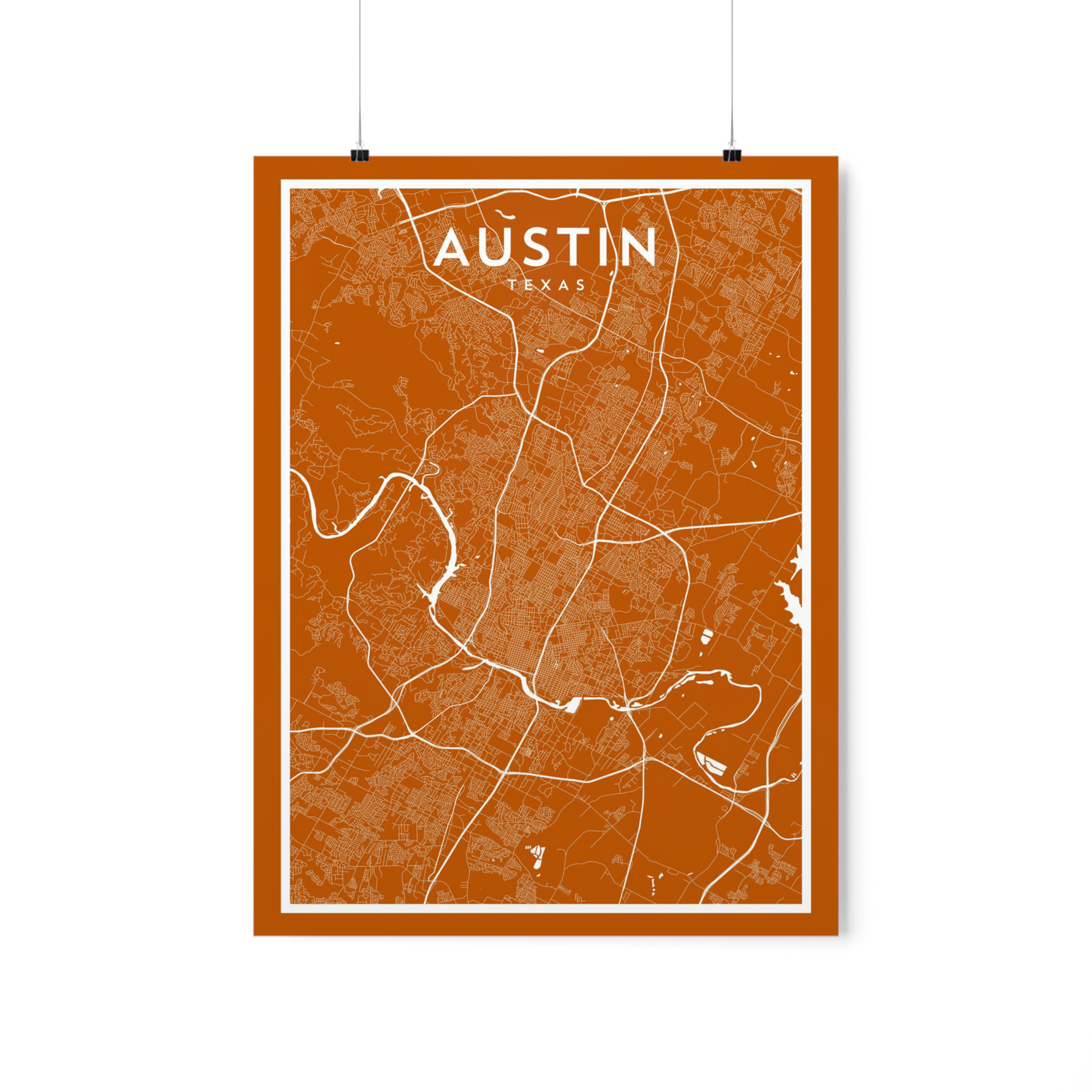 Austin TX - College Town Map Print