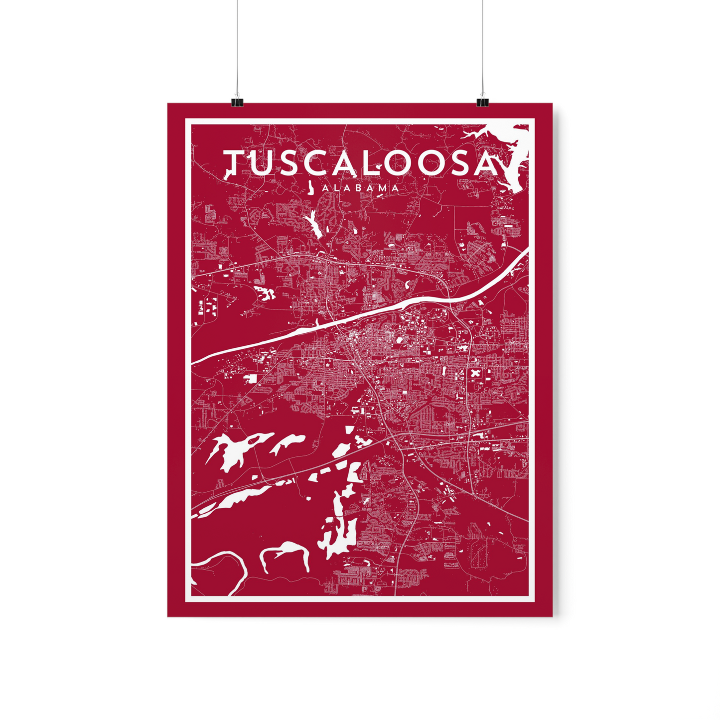 Tuscaloosa AL - College Town Map Print