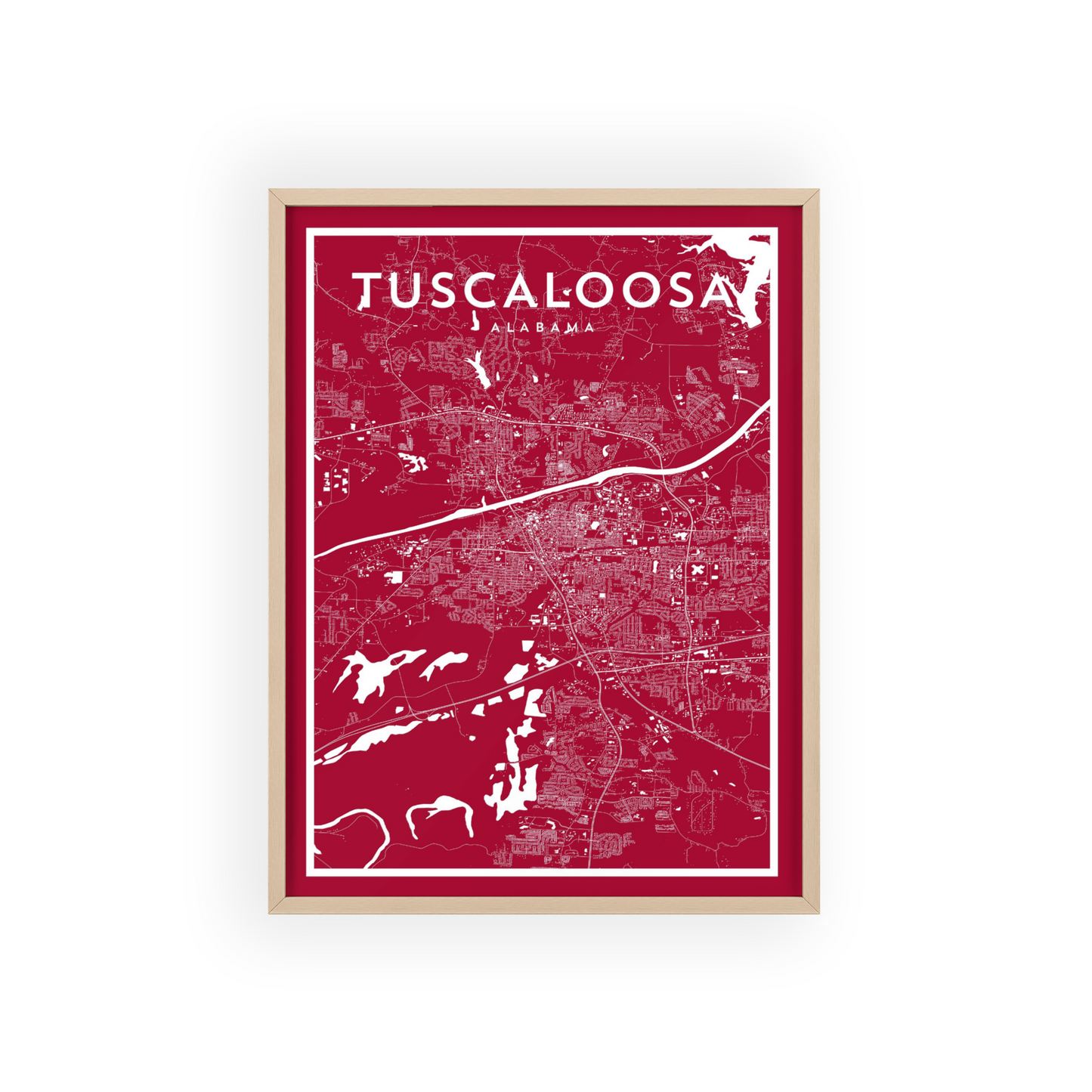 Tuscaloosa AL - College Town Map Print