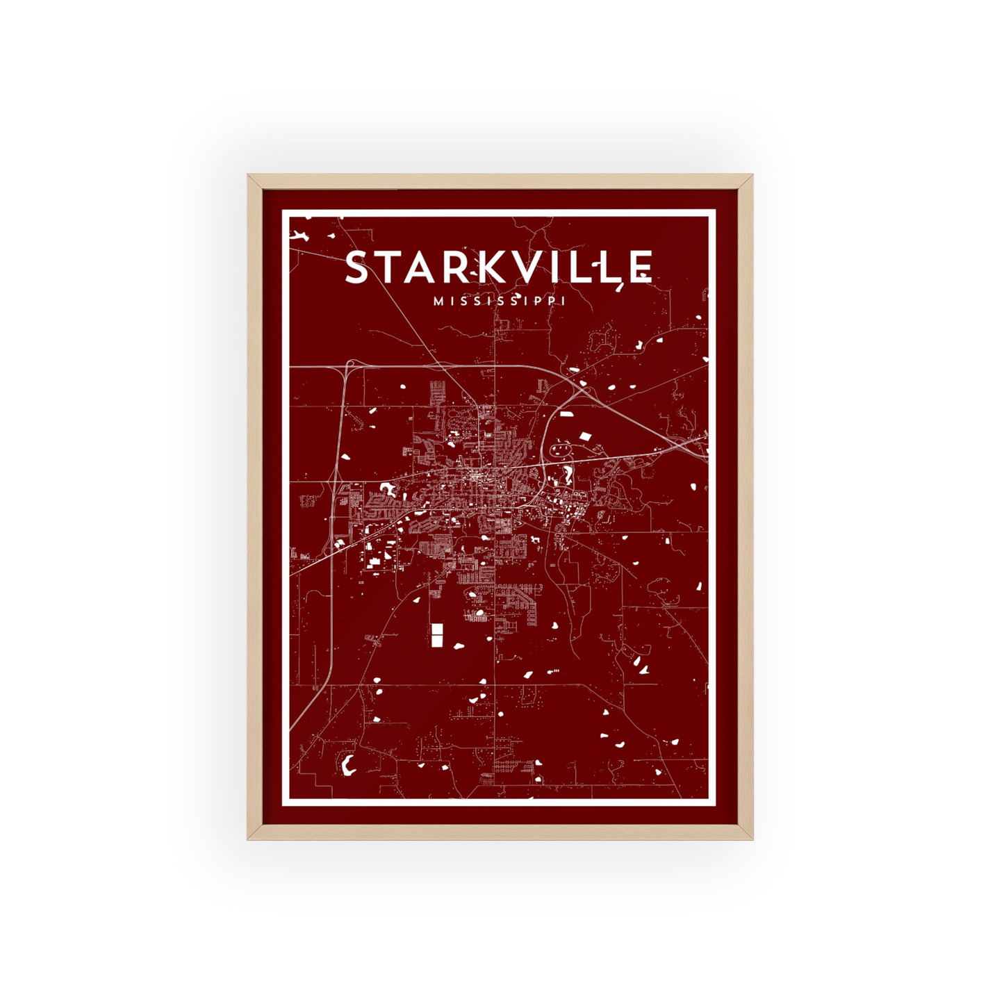 Starkville MS - College Town Map Print