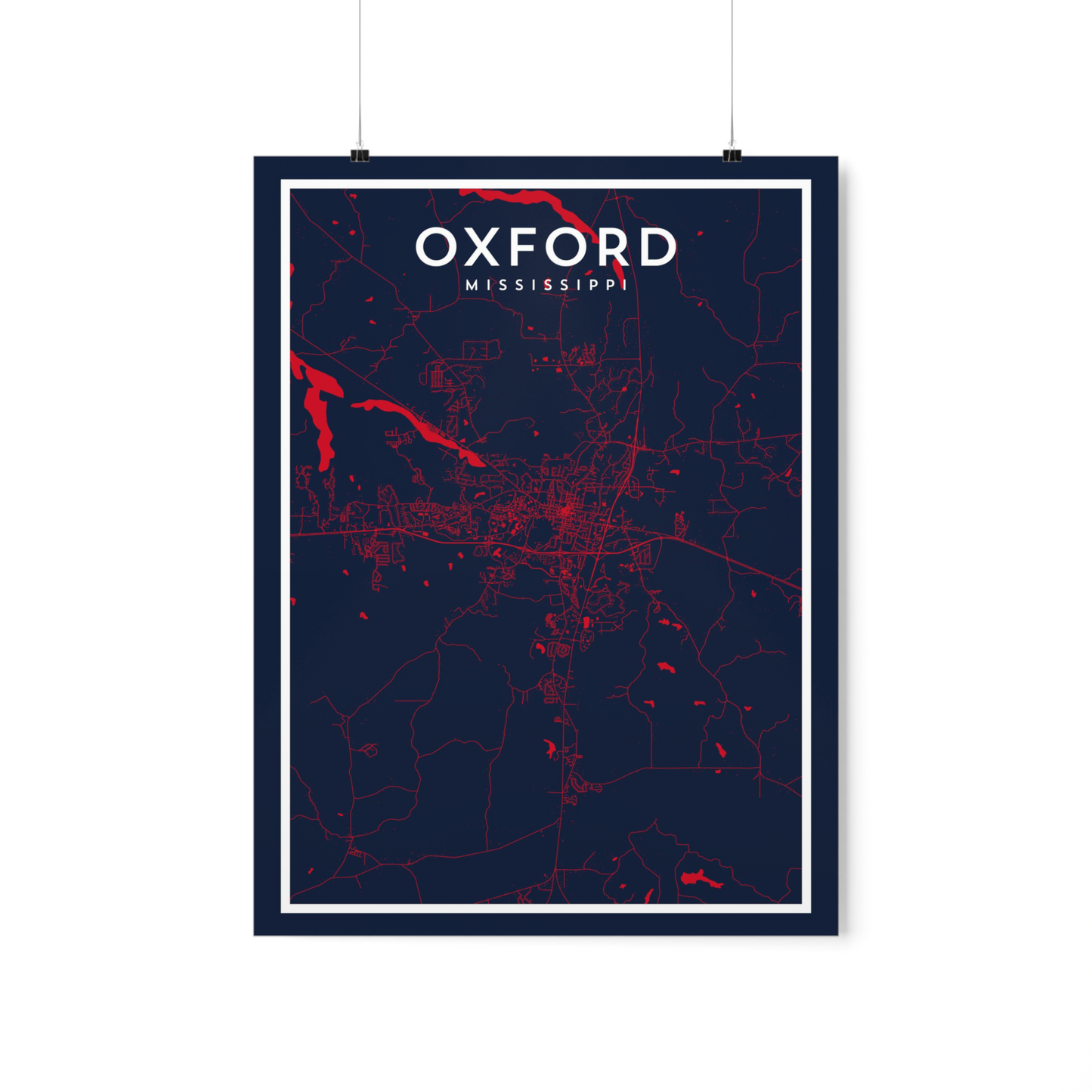 Oxford MS - College Town Map Print