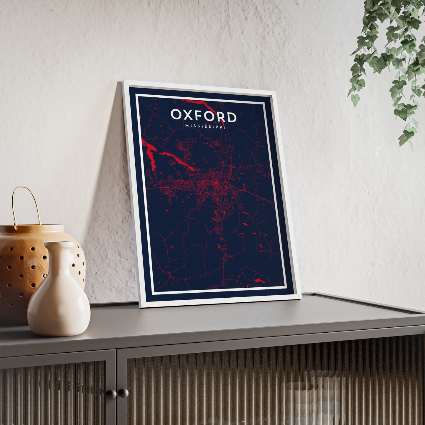 Oxford MS - College Town Map Print