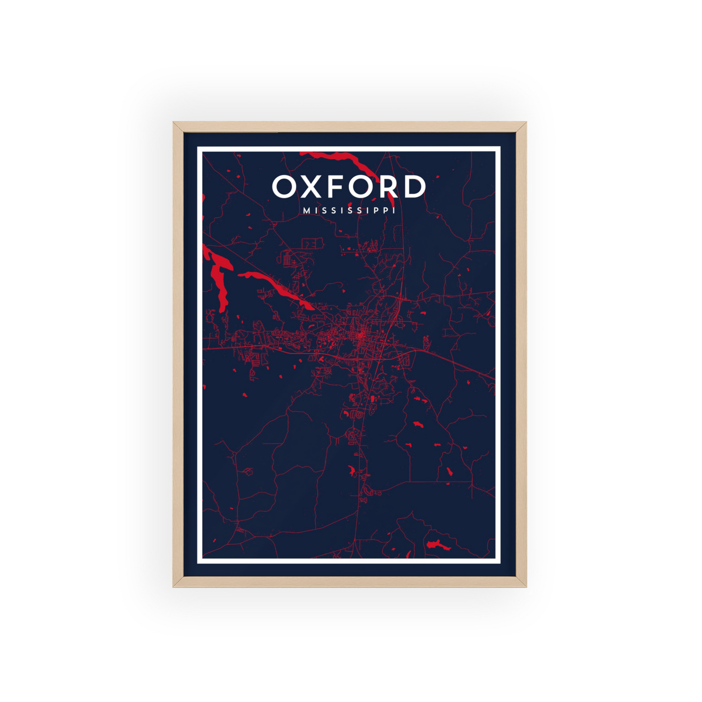 Oxford MS - College Town Map Print