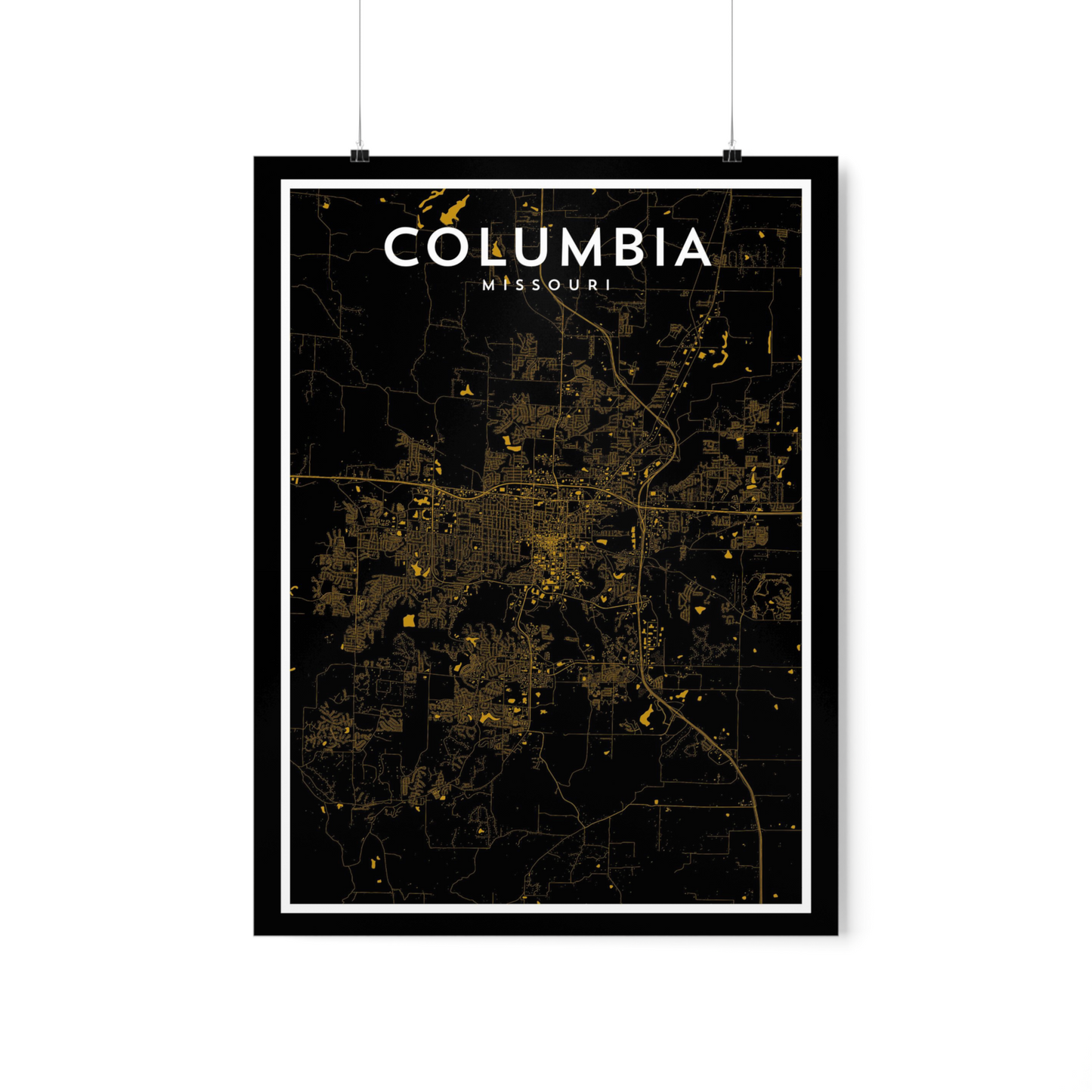 Columbia MO - College Town Map Print