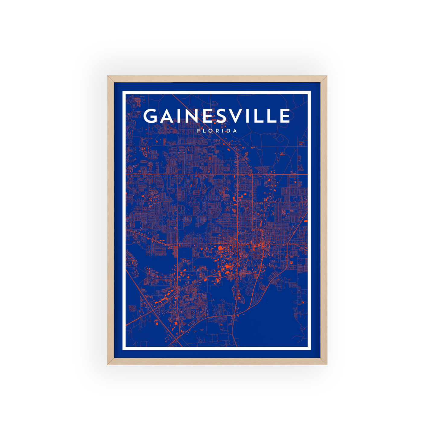 Gainesville FL - College Town Map Print