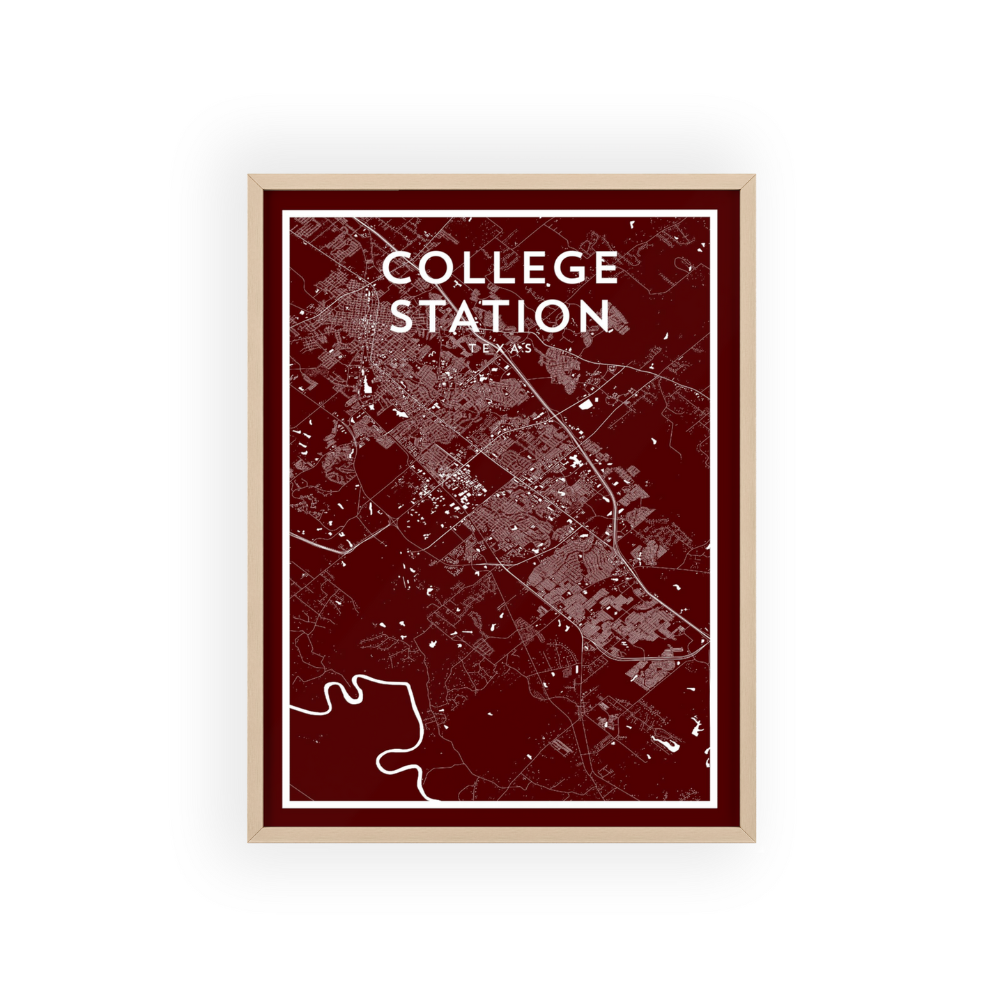 College Station TX - College Town Map Print