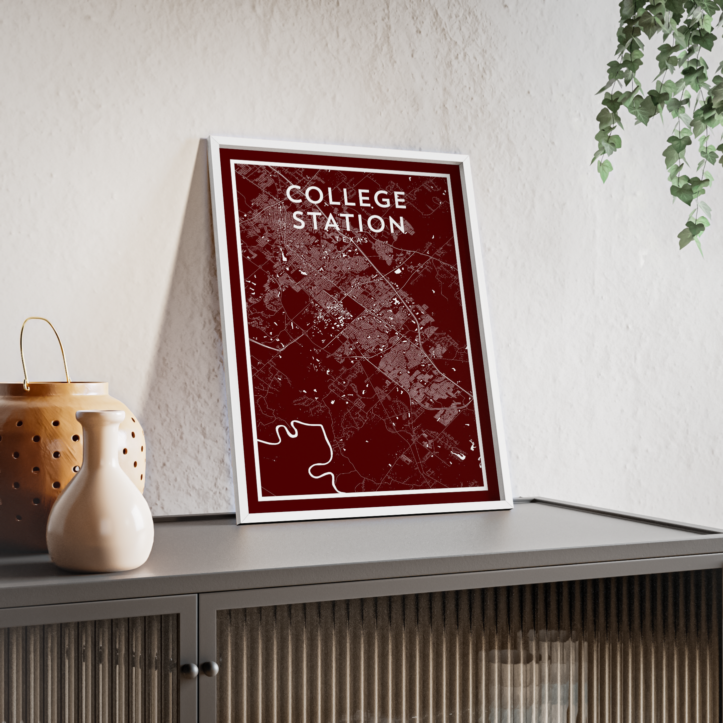 College Station TX - College Town Map Print