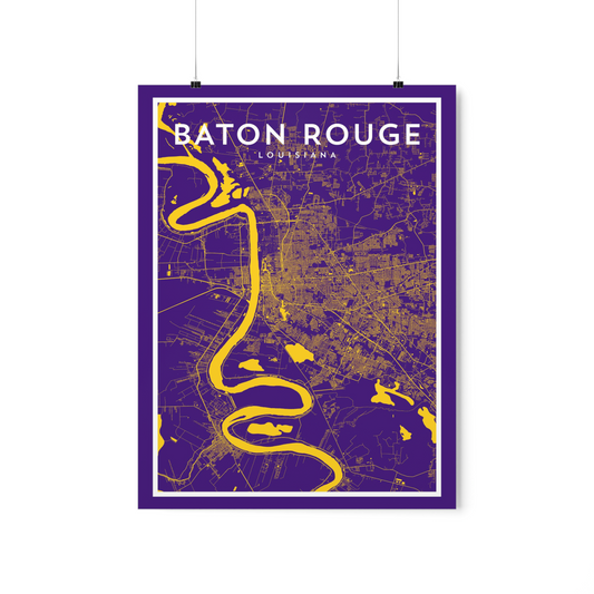 Baton Rouge LA - College Town Map Print