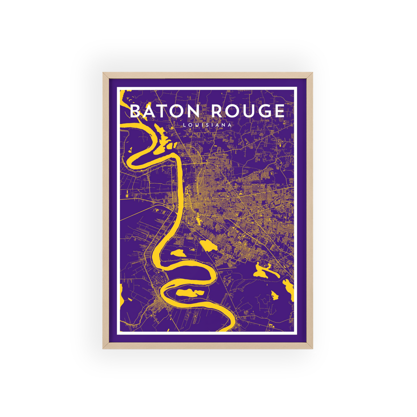 Baton Rouge LA - College Town Map Print