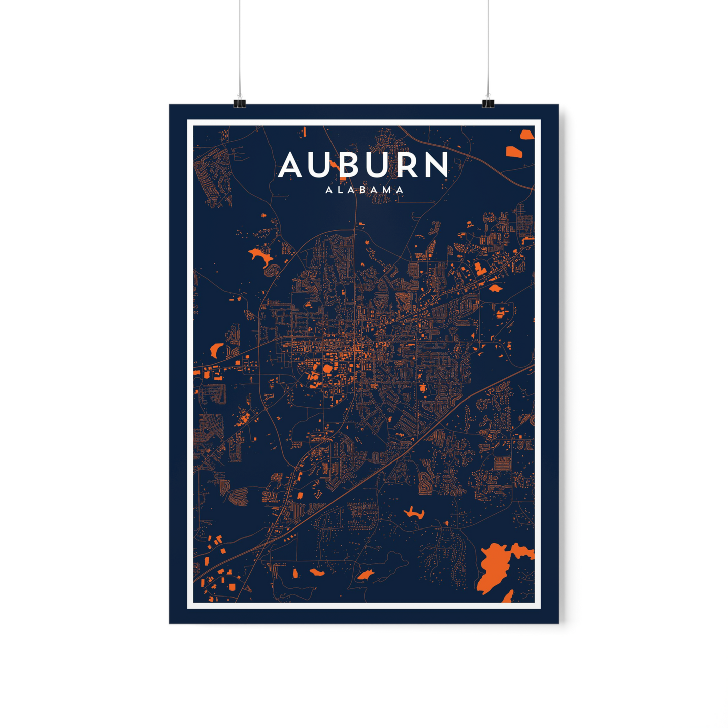 Auburn AL - College Town Map Print