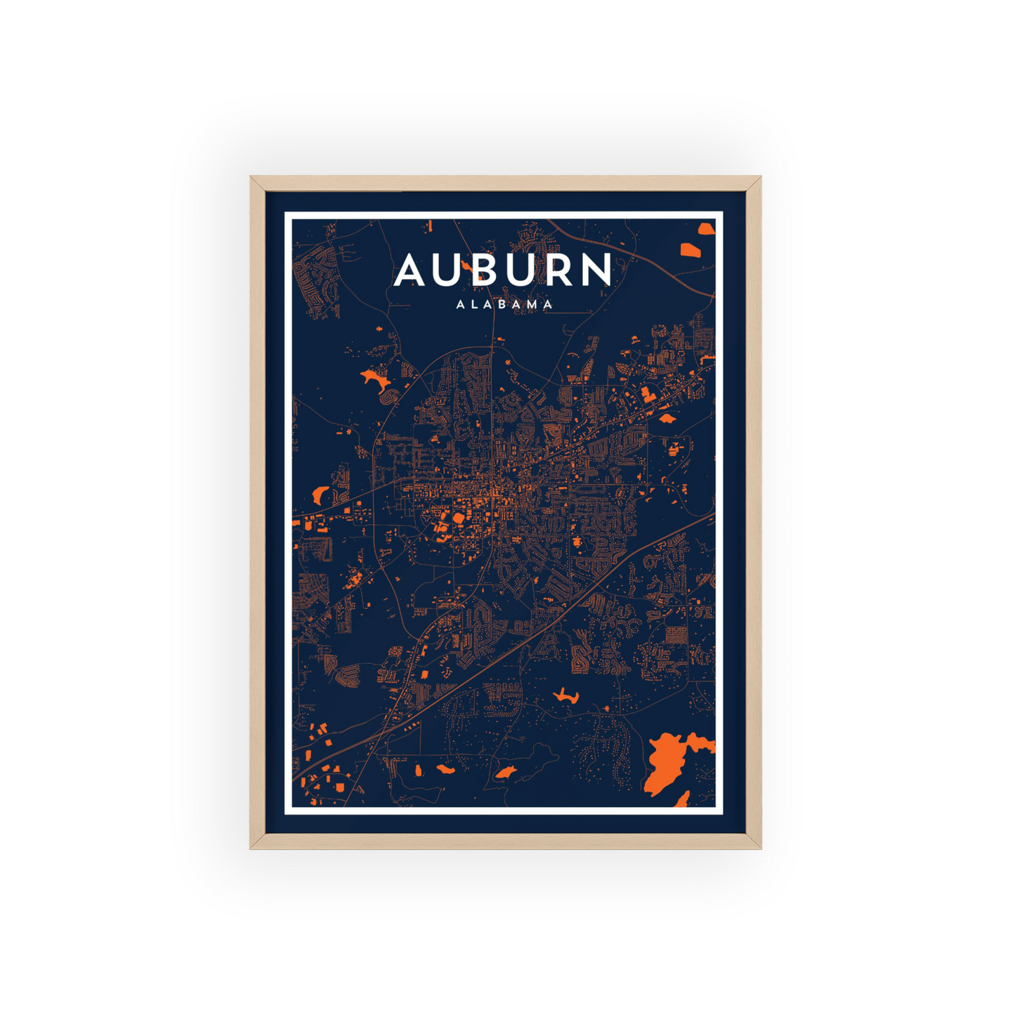 Auburn AL - College Town Map Print