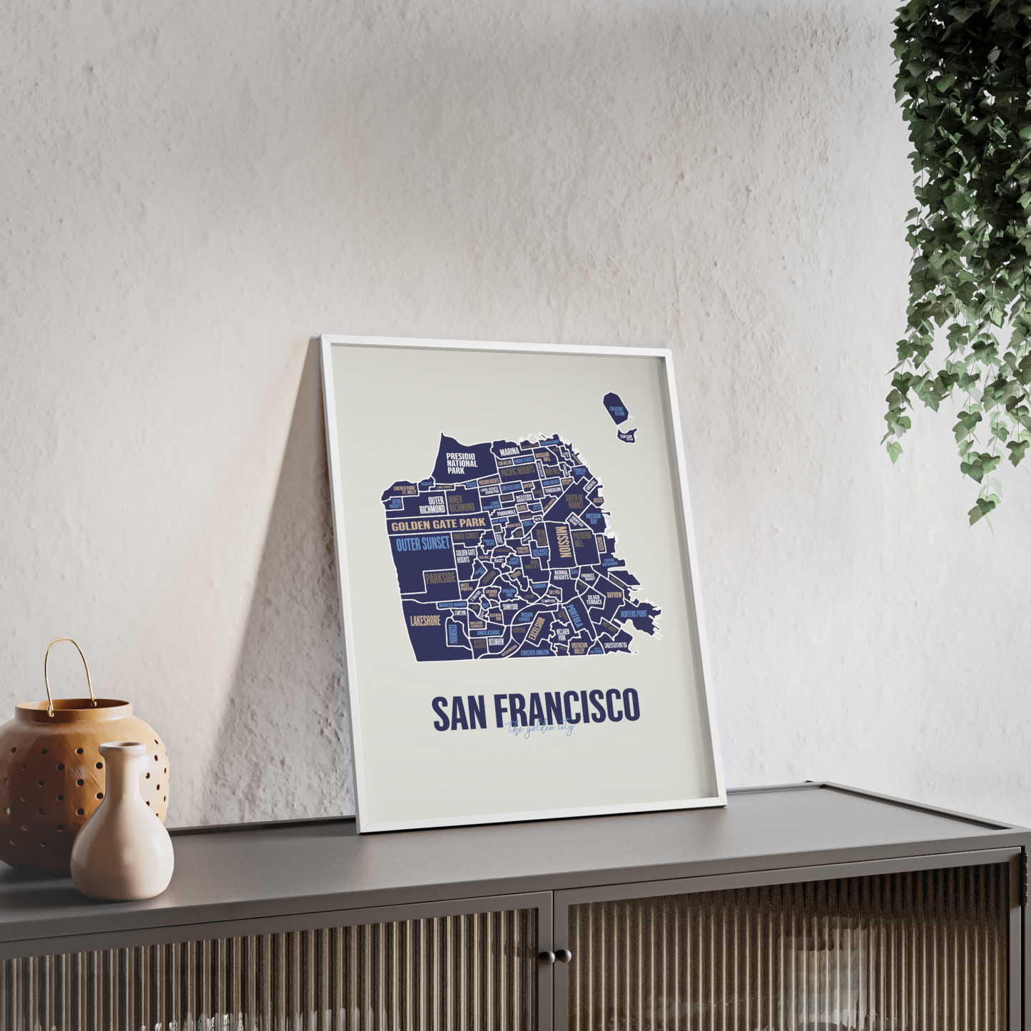 San Francisco, CA Neighborhoods Map Print