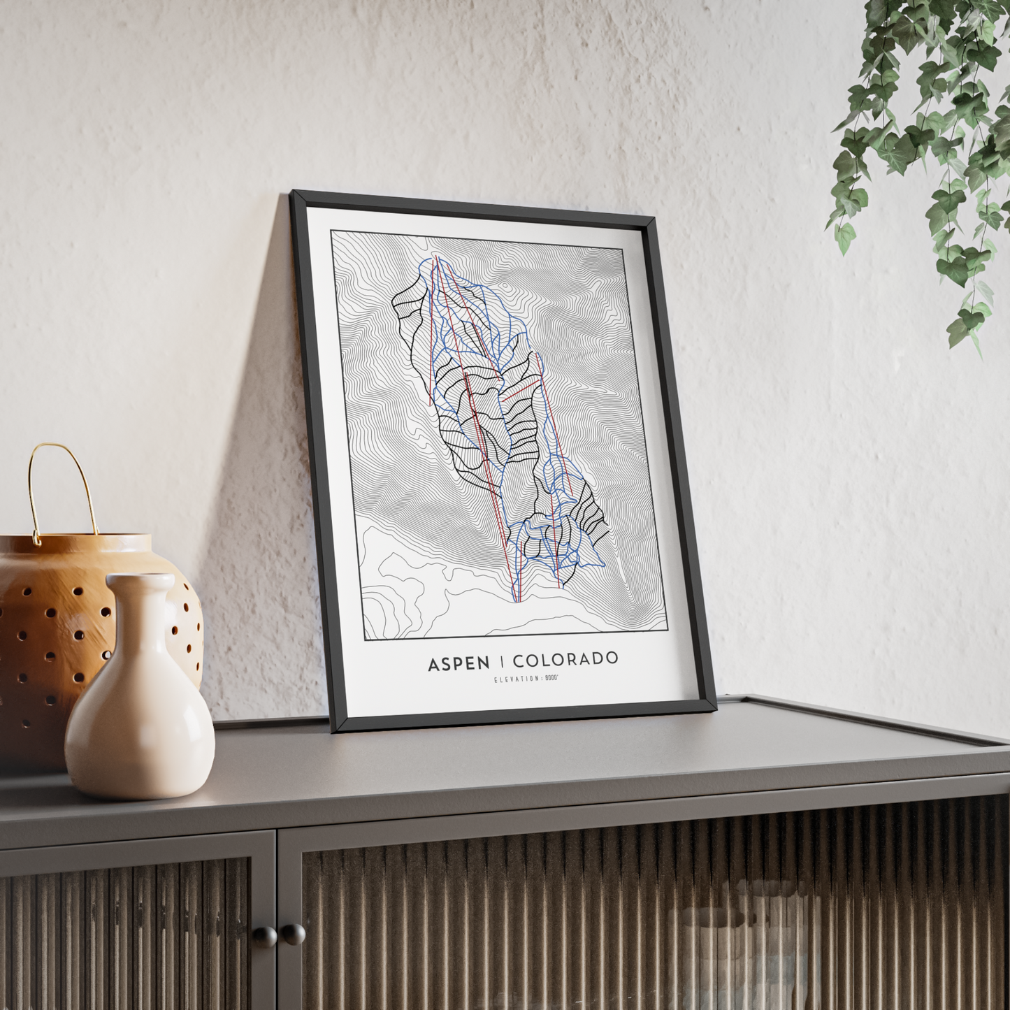 Aspen Colorado Ski Map Print