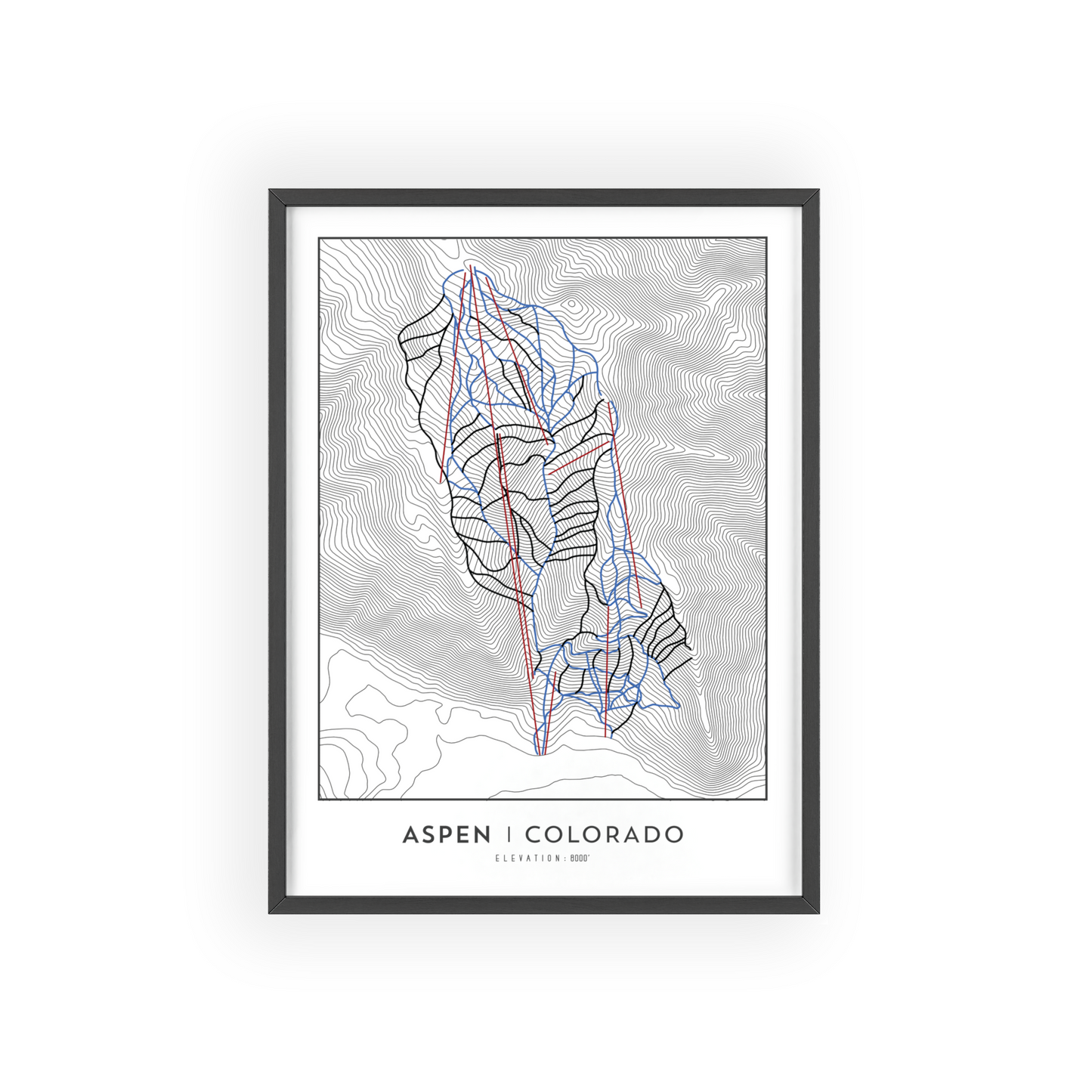 Aspen Colorado Ski Map Print