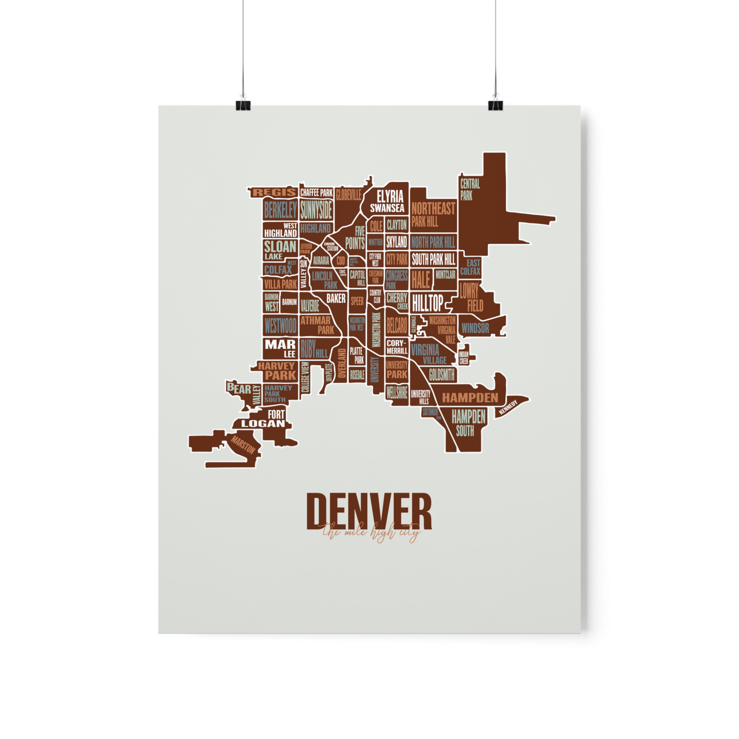 Denver, CO Neighborhoods Map Print