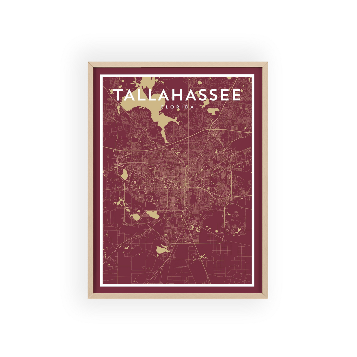 Tallahassee FL - College Town Map Print