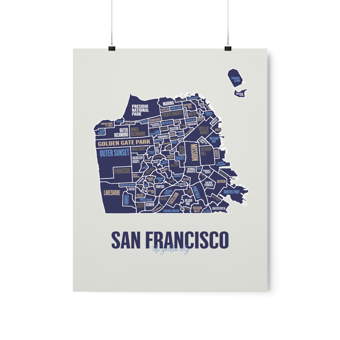 San Francisco, CA Neighborhoods Map Print