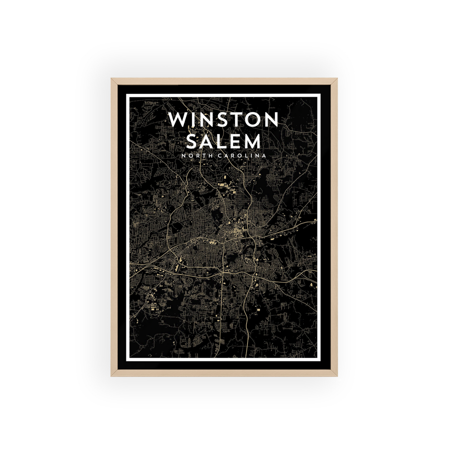 Winston-Salem NC - College Town Map Print