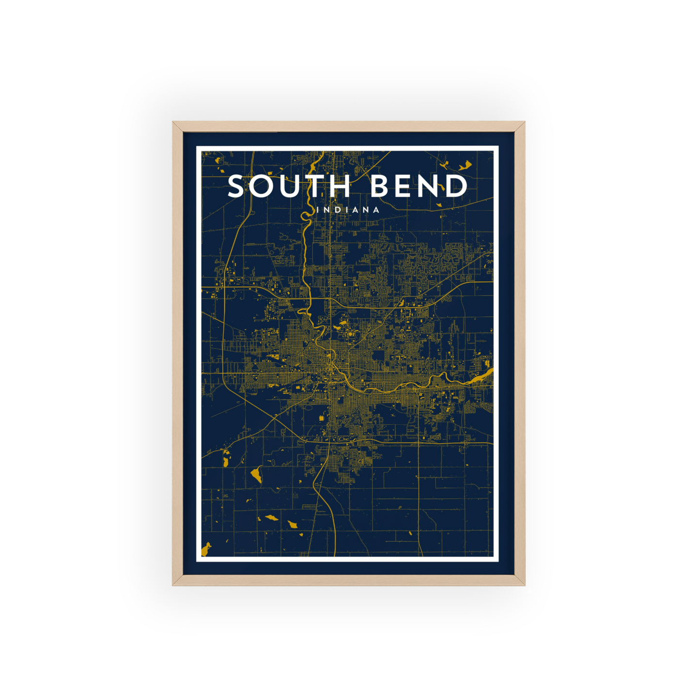 South Bend IN - College Town Map Print