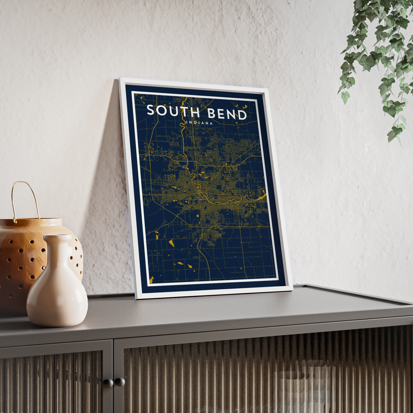 South Bend IN - College Town Map Print